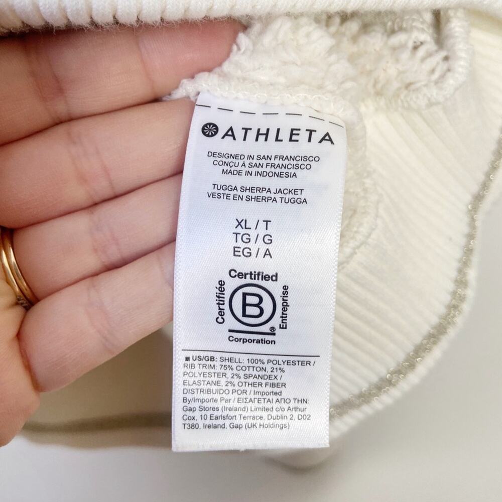 Athleta Tugga Cream Teddy Jacket Plush Cozy Design Size XL - Picture 3 of 5